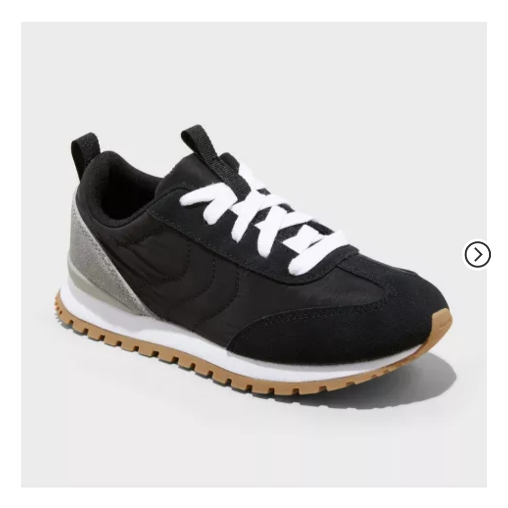 Black and Gray Sneakers with White Laces